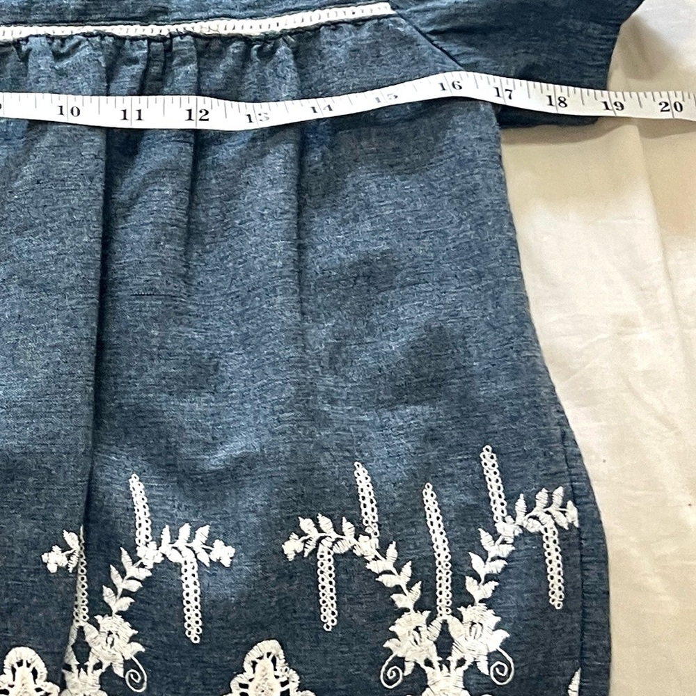Sweet Salt Chambray Lace Embroidered Cottagecore Top Modest Prairie Blue Size M - Picture 6 of 9